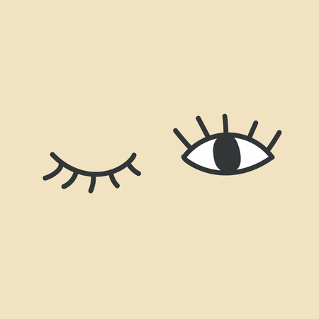 Hand drawn eye doodles. Open and winking eyes.のイラスト素材