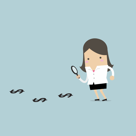Businesswoman finding money. vectorのイラスト素材