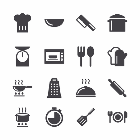 Simple cooking and kitchen icons.のイラスト素材