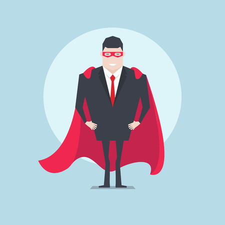 The businessman standing with red cloak or cape and eye.のイラスト素材