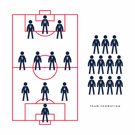 Stick Figures of Soccer or Football Player in Formation. Vectorのイラスト素材