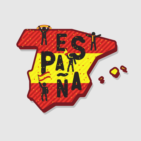 Spain map and soccer or football fans cheering on the map.のイラスト素材