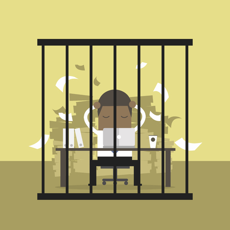 African businessman working in the prison.のイラスト素材