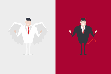 Angel and devil businessman cartoon character.のイラスト素材