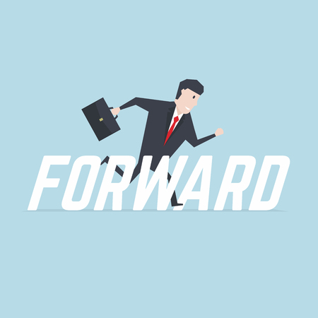 Businessman running with forward message.のイラスト素材