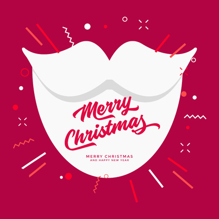 Santa white beard Christmas Greetings Red Background.のイラスト素材