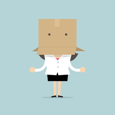 Businesswoman with a cardboard box on her head.のイラスト素材