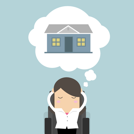 Businesswoman is thinking about house.のイラスト素材