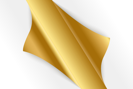 Sheet of curled gold paper background.のイラスト素材