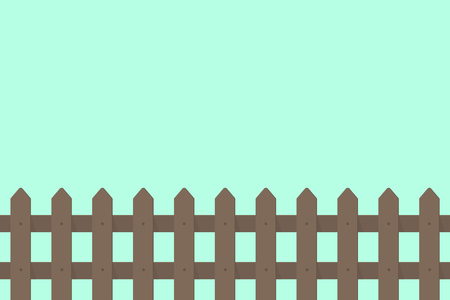 Brown wood garden fence on green background in flat style.のイラスト素材