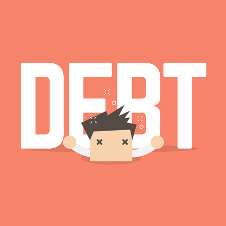 Big debt is over the businessman.のイラスト素材