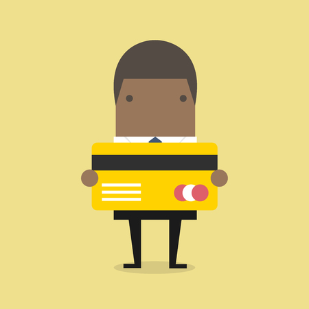 African businessman holding a credit card.のイラスト素材