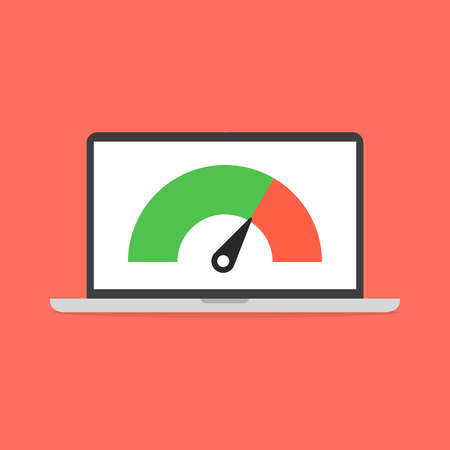 Laptop with speed test on the screen.のイラスト素材