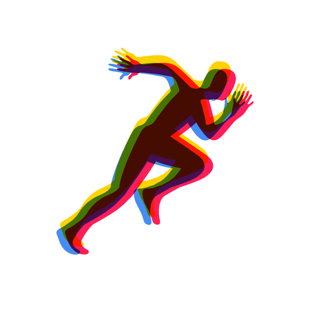 Silhouettes of running athlete. Running man.のイラスト素材