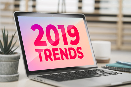 2019 Trends on screen laptop computer, Digital marketing, Business and technology concept.の写真素材