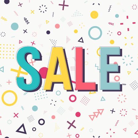 Sale banner. Geometric Memphis style.のイラスト素材