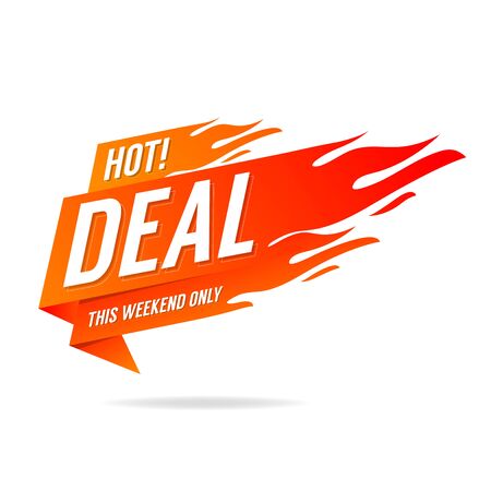 Hot Deal banner. This weekend only, big sale, discount.のイラスト素材