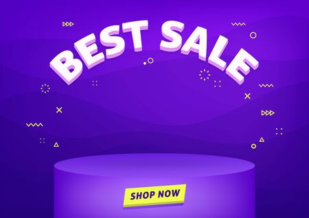 Best sale banner template. Cheap shopping, low price store promo illustration. 3D text on futuristic abstract background.のイラスト素材