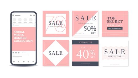Abstract banner template design on pink background.のイラスト素材