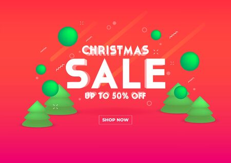 Web banner for Christmas sale. 3D depth and realistic festive objects.のイラスト素材