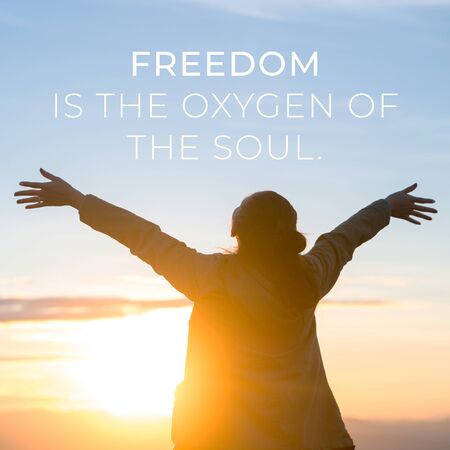 Inspirational Typographic Quote - Freedom is the Oxygen of the Soul.