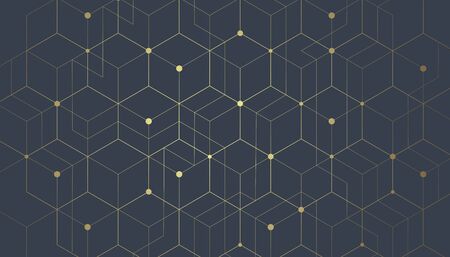 Abstract geometric lines. Connection and social network. Concept with lines and dots. Minimalistic Design.のイラスト素材