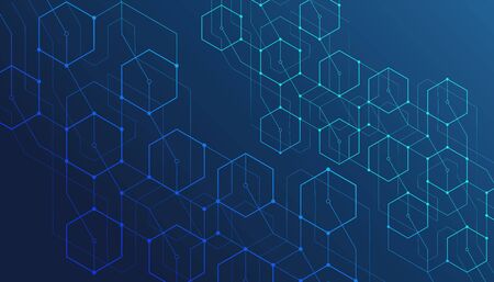 Abstract lines and dots connect background. Technology connection digital data and big data concept.