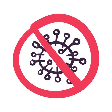 Hand drawn No Virus sign. Corona Virus Sign. Dangerous Virus. Sign caution coronavirus.のイラスト素材