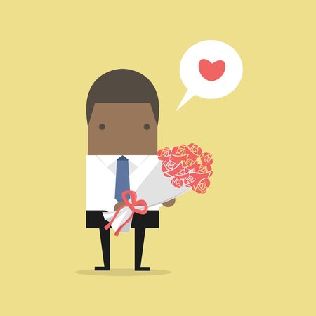 African businessman with a bouquet.のイラスト素材