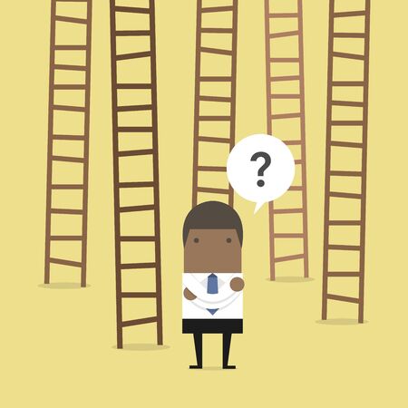 African businessman choices ladder to success.のイラスト素材