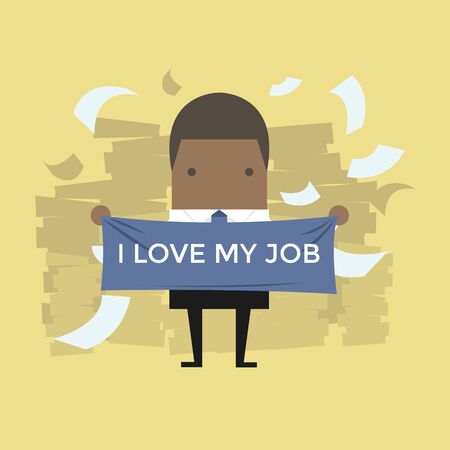 African businessman with I love my job message.のイラスト素材