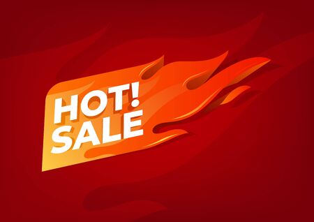 Hot sale flaming label. Sale promotion banner.のイラスト素材