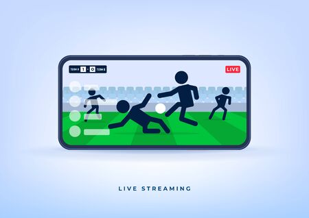 Soccer or football league live streaming on mobile phone. Watch any live football match online.のイラスト素材