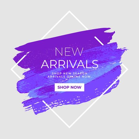 New Arrivals sale text over watercolor art brush paint abstract background. Sale and promotion banner.のイラスト素材