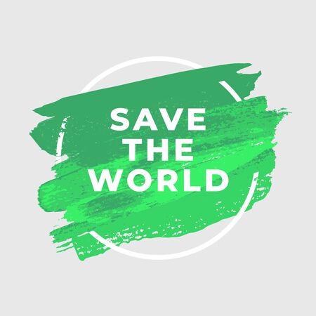Save the World ecology watercolor art brush paint abstract background.のイラスト素材