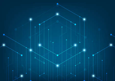 Abstract lines and dots connect background. Technology connection digital data and big data concept.のイラスト素材