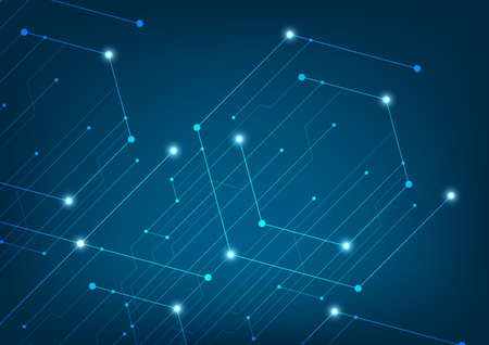 Abstract lines and dots connect background. Technology connection digital data and big data concept.のイラスト素材