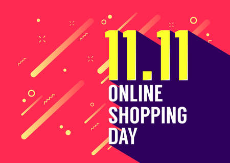 11.11 Online shopping day poster or flyer design. Global shopping day online sale.のイラスト素材