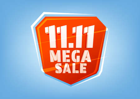 11.11 Shopping day mega sale poster or flyer design. Global shopping day online sale.のイラスト素材
