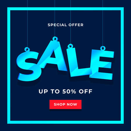 Special offer sale banner template on blue background.のイラスト素材
