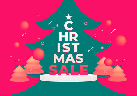 Christmas sale on Christmas tree background banner template.のイラスト素材