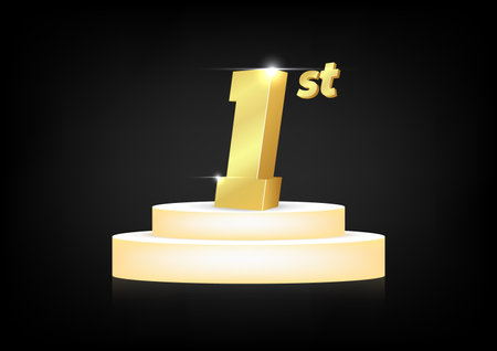 Golden 1 st number on podium.のイラスト素材