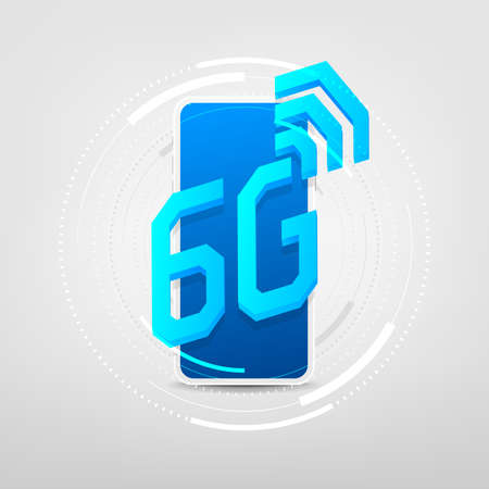 6G network wireless with High speed connection on smartphone concept. New 6th generation of internet.のイラスト素材