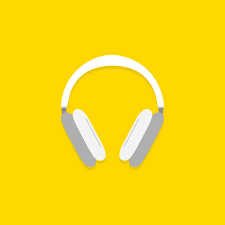 Wireless headphones on yellow background.のイラスト素材