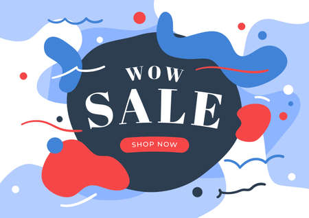 Wow sale banner template design. Sale on abstract background vector illustration.のイラスト素材
