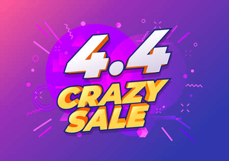 4.4 Shopping day sale poster or flyer design. 4.4 Crazy sales online.