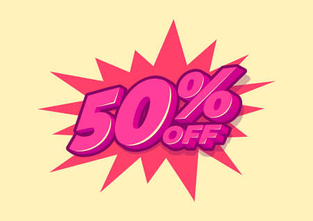50% off sale tag. Sale of special offers. Discount with the price is 50%.