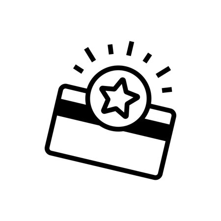 Credit card with star icon. Loyalty card line icon. Bonus points. Discount program symbol.のイラスト素材