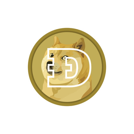 Dogecoin (DOGE) cryptocurrency icon isolated on white background. Digital currency.のイラスト素材