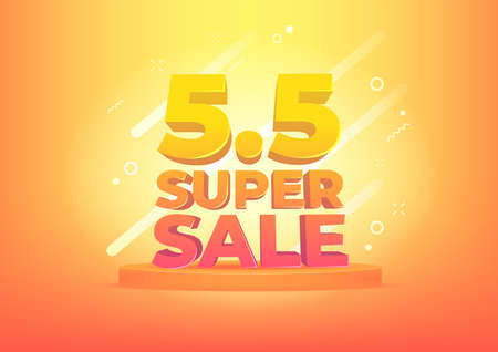 5.5 Shopping day sale poster or flyer design. 5.5 Super sale online banner.